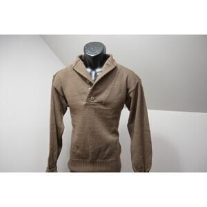 VTG 80s Military 100% Wool OD Sweater Mens 5 Button Pullover Henley Army Large